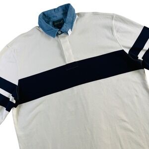 J.Crew Always Oarsman Rugby Shirt Mens XLT White Navy Striped Preppy NEW